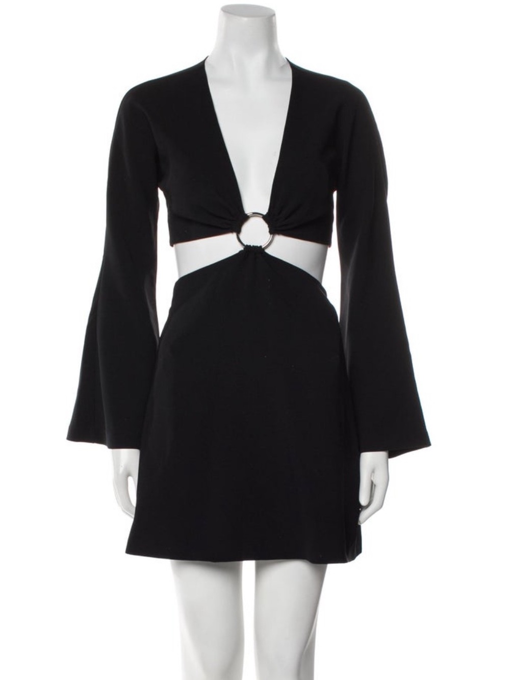 cinq a sept Black Ring-Front Cutout Mini Dress size 0/XS
